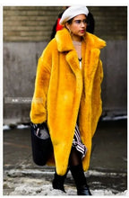 Luxury Lace Up Faux Fur Coat Women Chic Lapel Full Sleeve Fluffy Loose Warm Long Jacket Lady Winter Daily Highstreet Outerwears