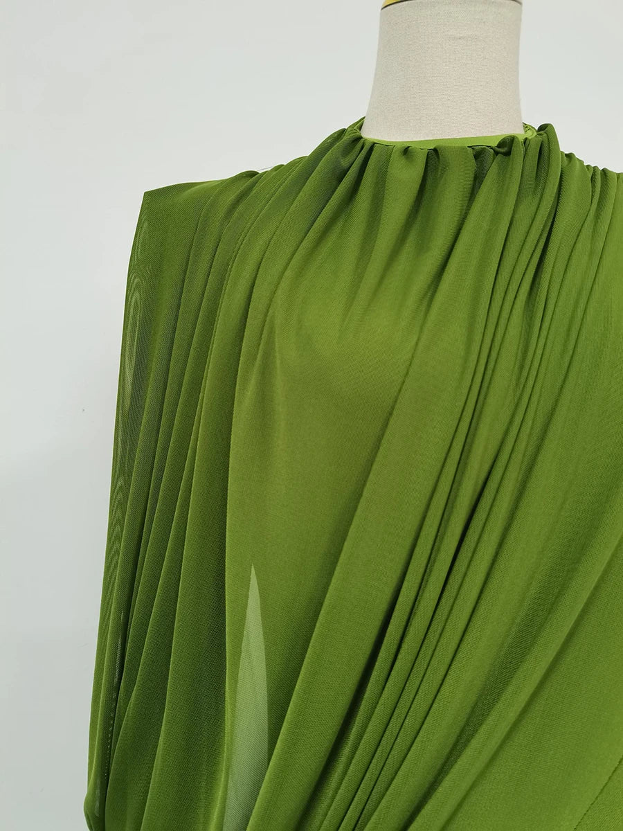 Women's Elegant Vintage Spliced Ribbon Turtleneck Long Sleeve Evening Maxi Dress
