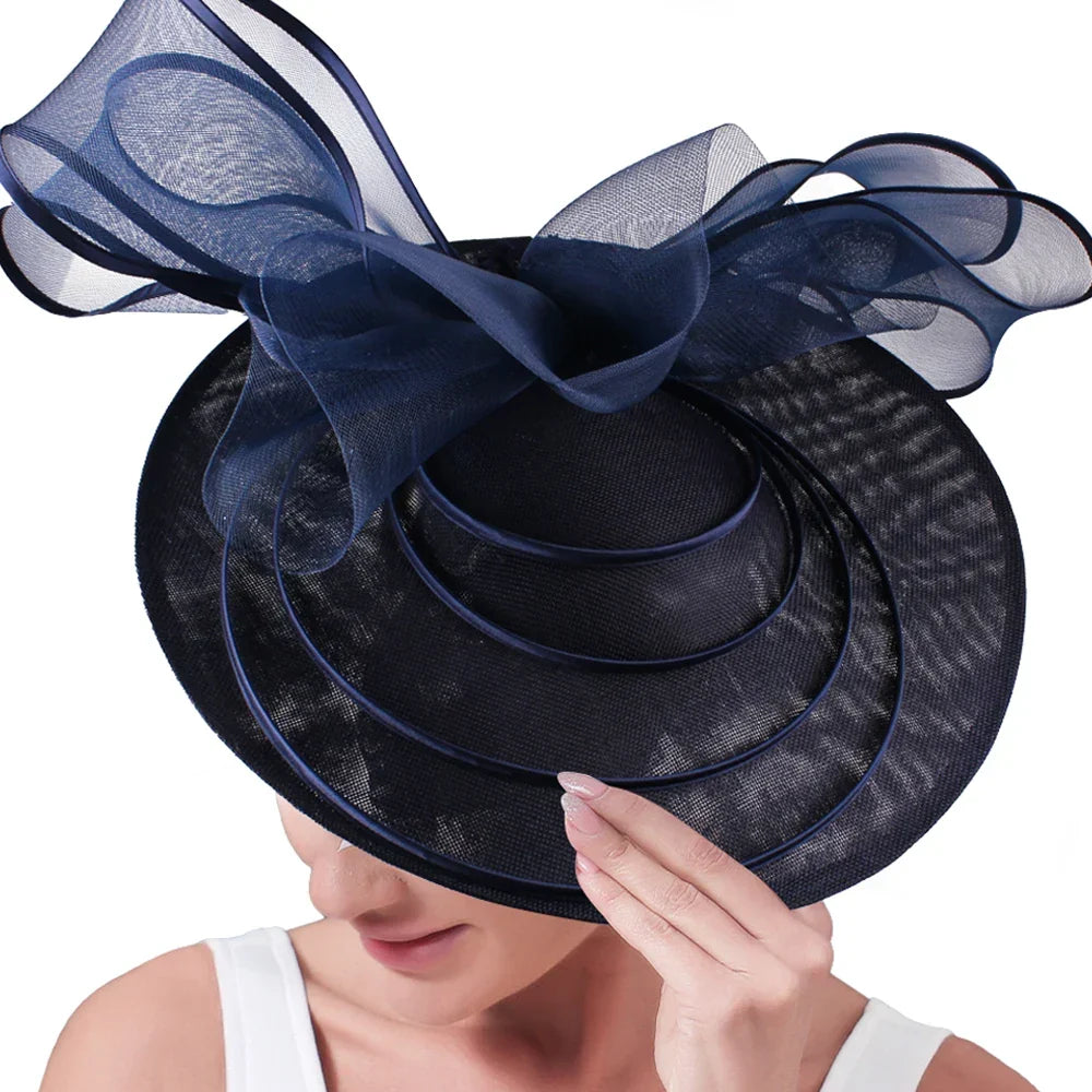 Elegant Wedding Big Size Fascinator Hat Women Flower Multimodal Hair Top Clips