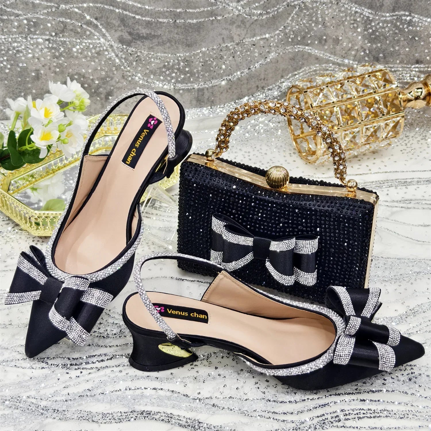 Women's Low Heels Shoes and Bags Italian Set