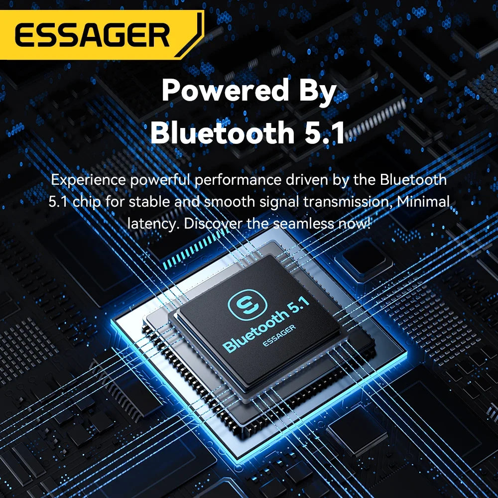 Essager 2-in-1 Bluetooth Audio Receiver Transmitter Wireless Bluetooth 5.1 3.5mm AUX Audio Adapter Stereo for Earphones TV Car