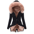 Women's Faux Fur Collar Hooded Warm Cotton Jacket