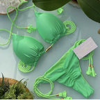 Adjustable Bandage Bikini Set 2023 Swimwear Swimsuit Woman Sexy Bathing Suits Solid Bikinis Triangle Female Summer Beachwear