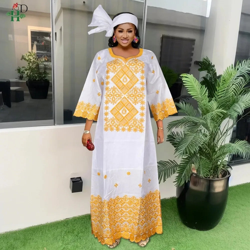 Family Matching African Wedding Outfits For Husband and Wife Bazin Riche Robes Custom Couple Dashiki Set Boy Kid white Dress
