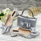 Women's Low Heels Shoes and Bags Italian Set