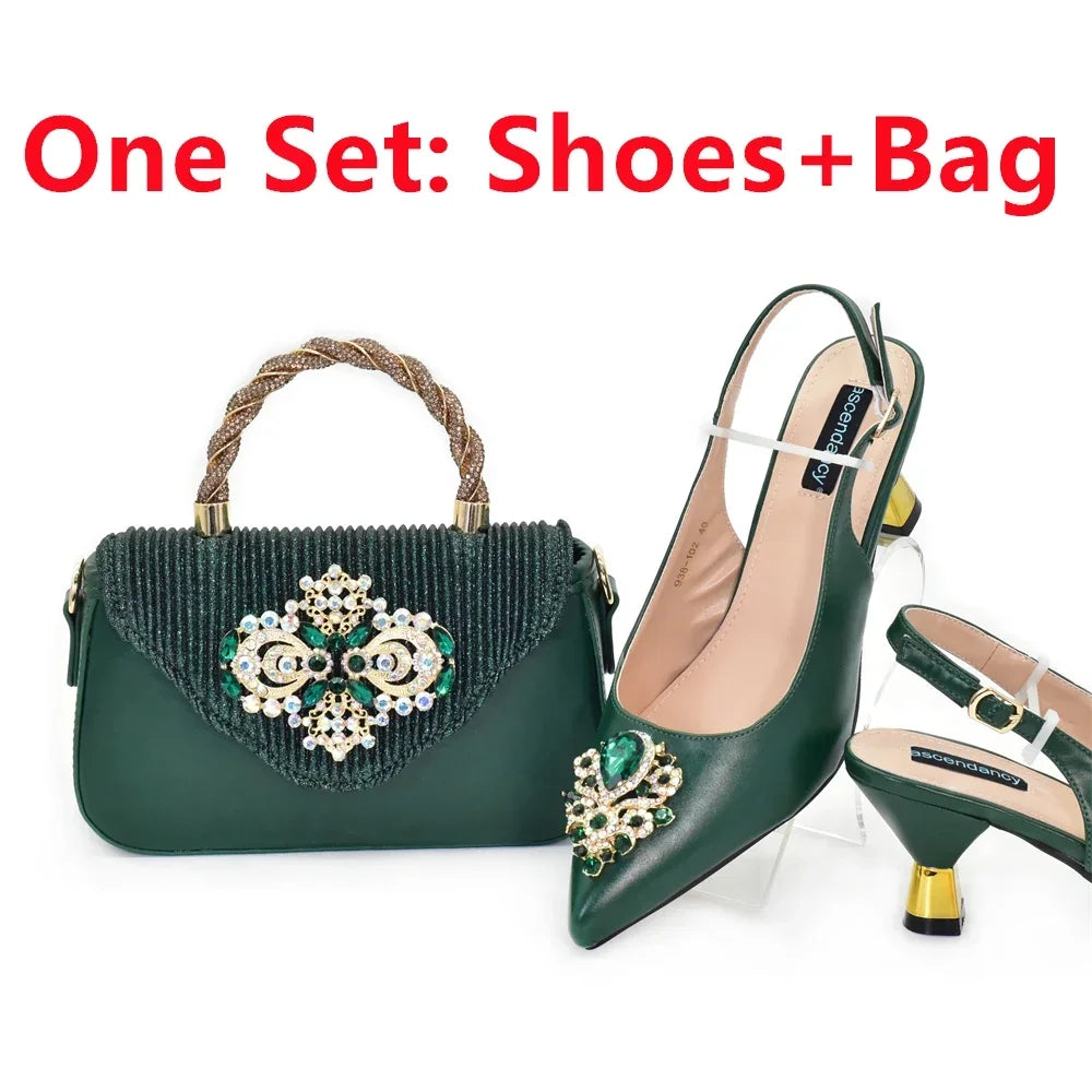 New Fashion Women Shoes and Bags To Match Set Nigeria Party Italian Shoe and