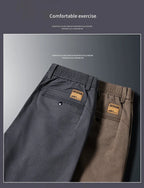 Men’s Slim Straight Stretch Twill Trousers – Smart Casual Cotton Pants