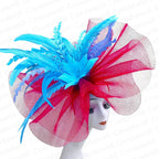 Kentucky Derby Big Fascinator Hat Women Wedding Elegant Feather Pillbox Cap