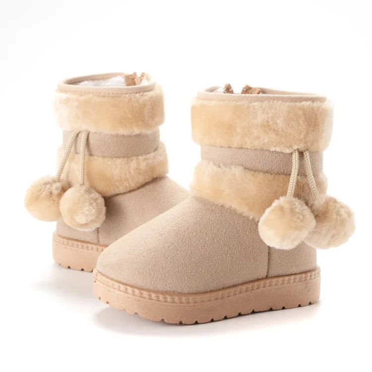 Babies Winter Snow Boots Comfortable Thick Warm Lobbing Ball Cute Boots