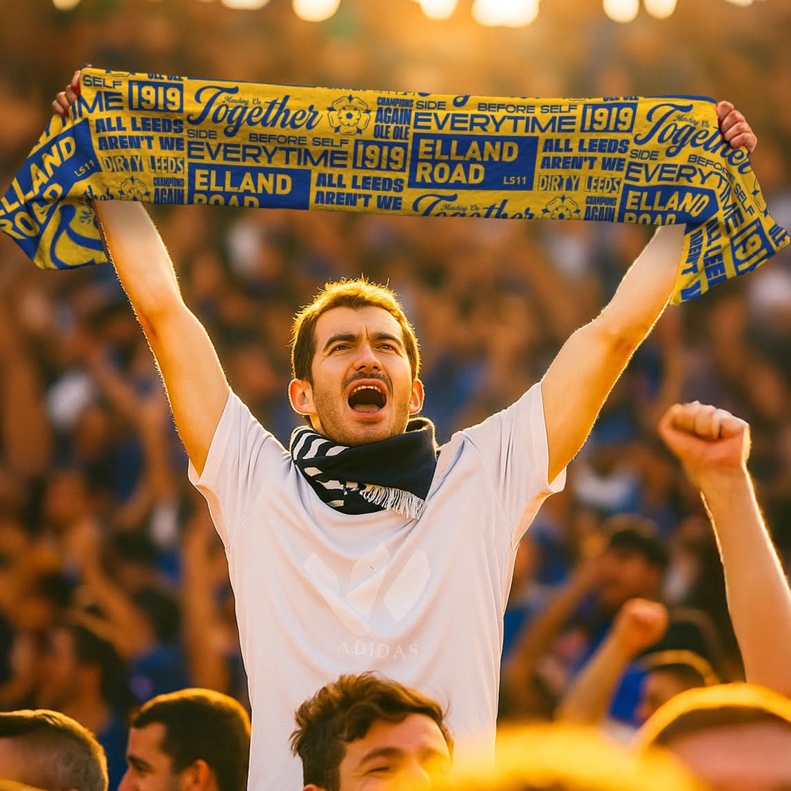 Leeds Words Montage - Soft Fleece football scarf