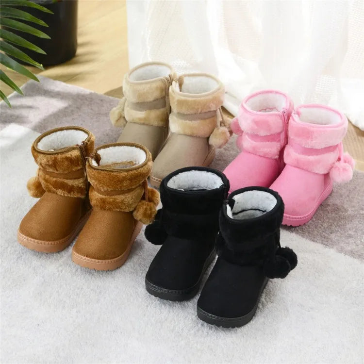 Babies Winter Snow Boots Comfortable Thick Warm Lobbing Ball Cute Boots