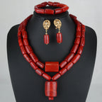 Fashion African Jewelry Set Nigerian Wedding Orange Coral Jewelry Set for Bride