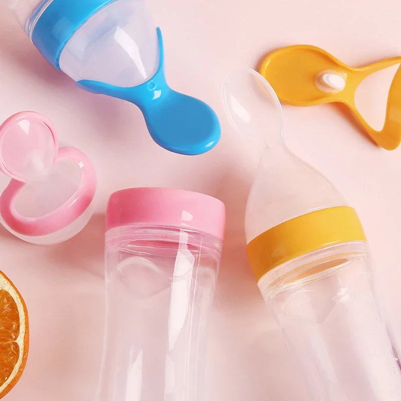 Zinezee Baby Feeding Bottle – Silicone Spoon Milk & Cereal Feeder