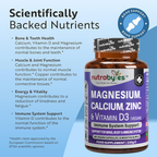 Magnesium, Calcium, Zinc & Vitamin D3 (Vegan D3) - Advanced Immunity Support, 6 Months Supply | Made in the UK