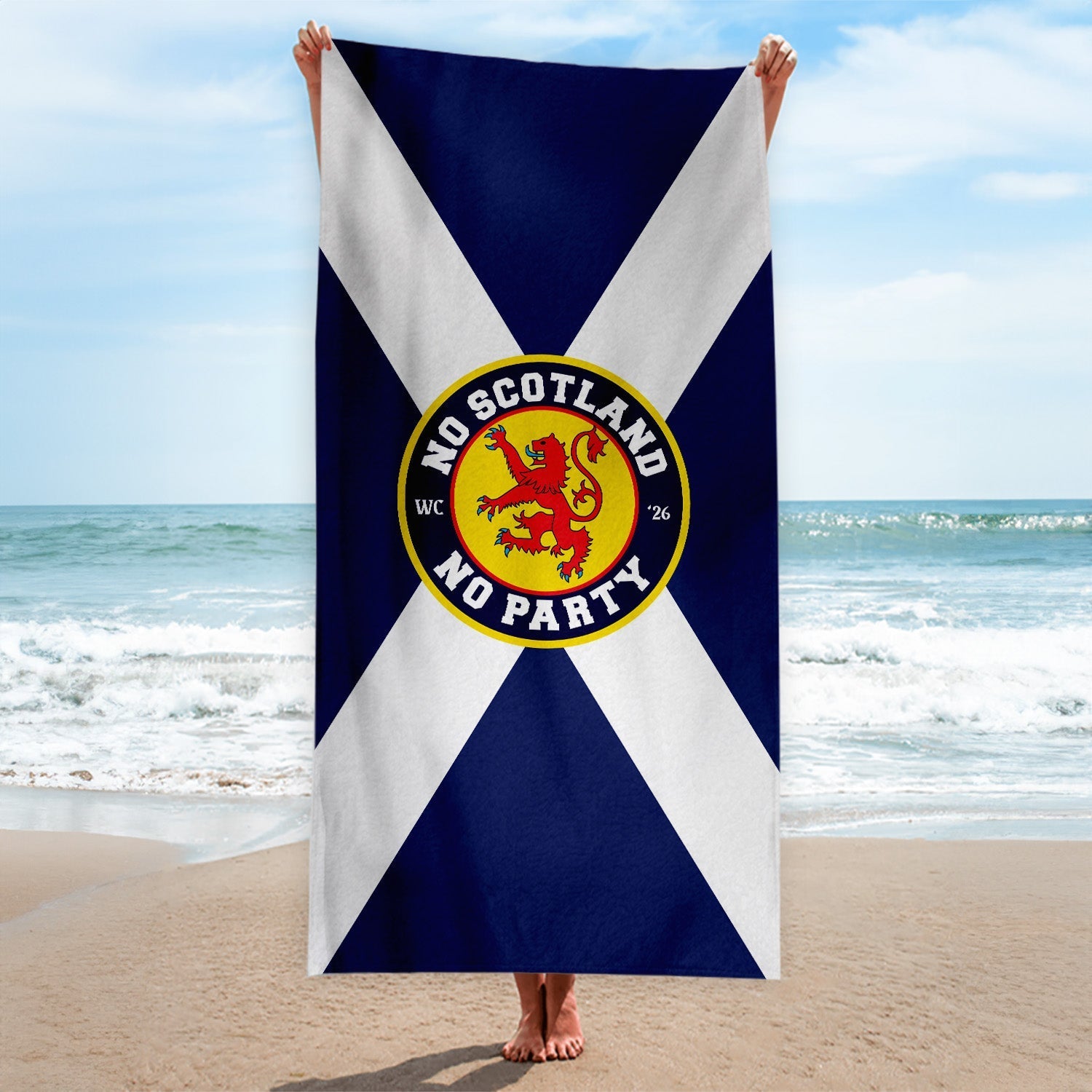 No Scotland No Party Saltire - Beach Towel - Microfibre Retro Beach Towel - 150cm x 75cm