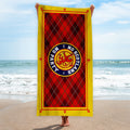 No Scotland No Party - Red Tartan - Beach Towel - Microfibre Retro Beach Towel - 150cm x 75cm