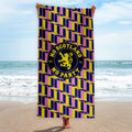 No Scotland No Party - Yellow & Pink Retro Pattern - Beach Towel - Microfibre Retro Beach Towel - 150cm x 75cm