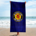 No Scotland No Party - Blue Tartan - Beach Towel - Microfibre Retro Beach Towel - 150cm x 75cm