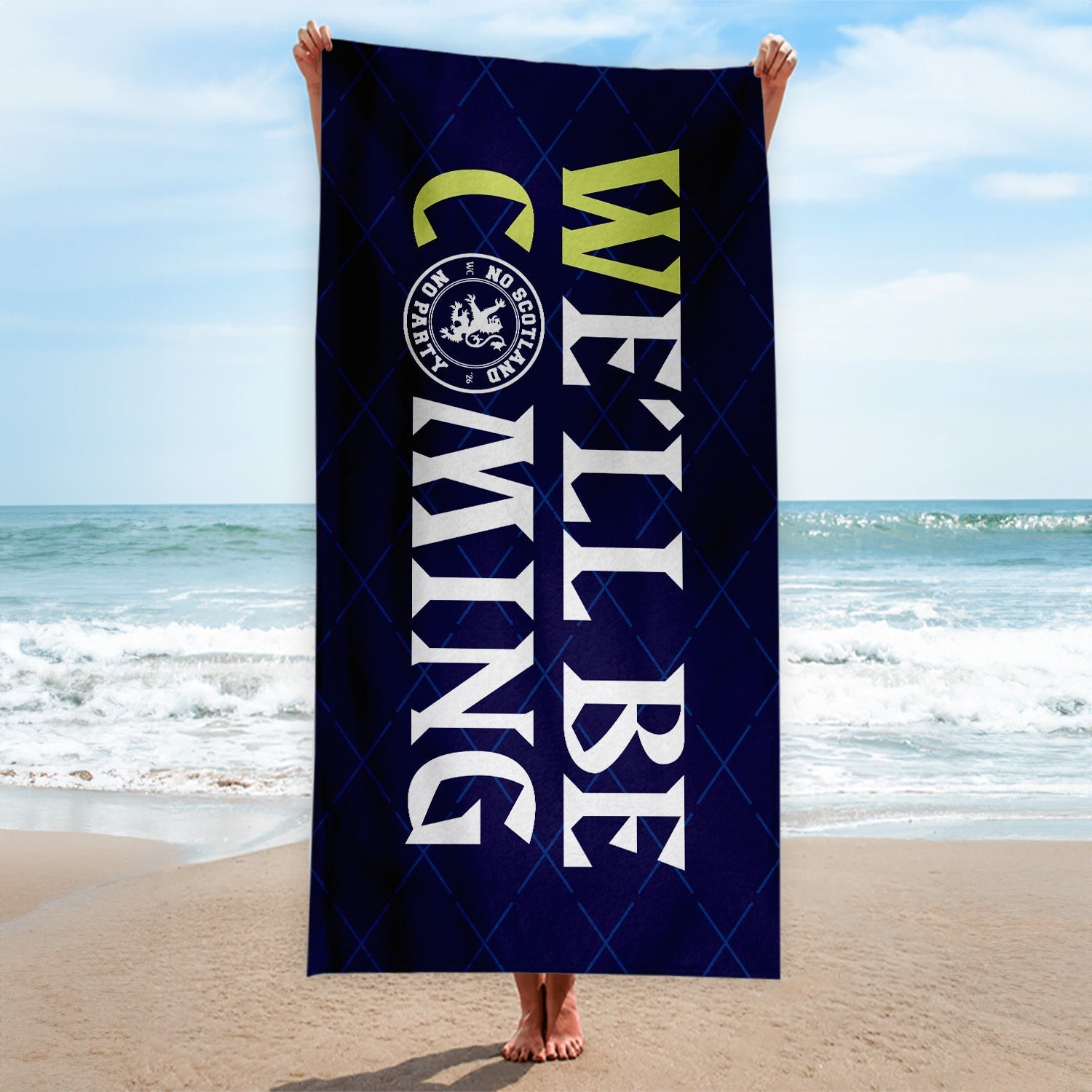 Scotland WC 2026 - We'll Be Coming - Beach Towel - Microfibre Retro Beach Towel - 150cm x 75cm