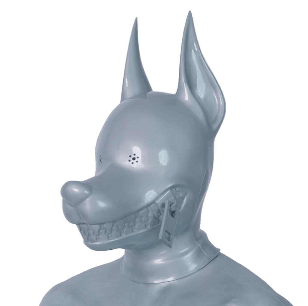 Furrjoi Zipper Dog Hood Silver Perforated Eyes