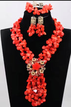 Fabulous African Beads Jewelry Set Latest Coral Beads Necklace Set Wholesale