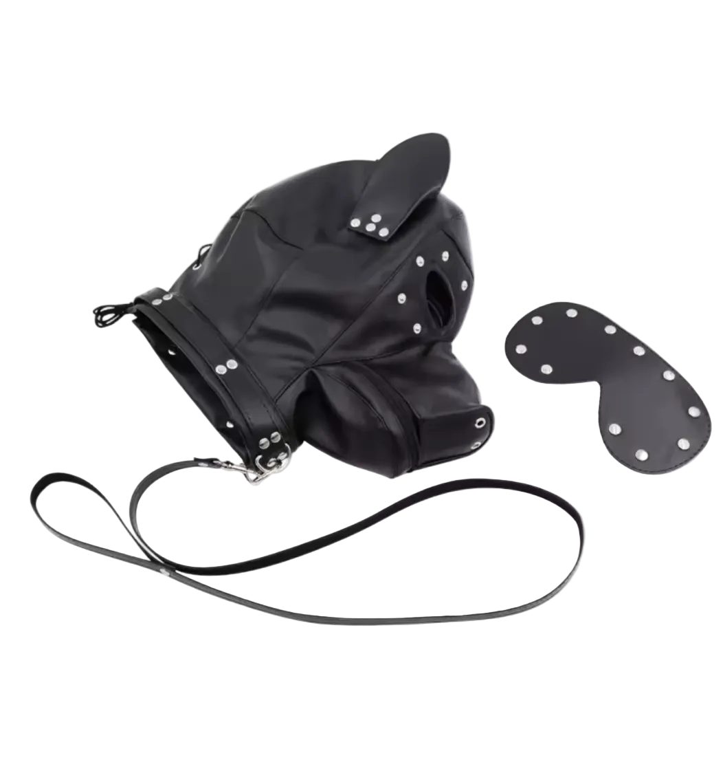 Pu Leather Zipper Blackout Hood