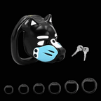 Pup Hood Chastity Cage Blue