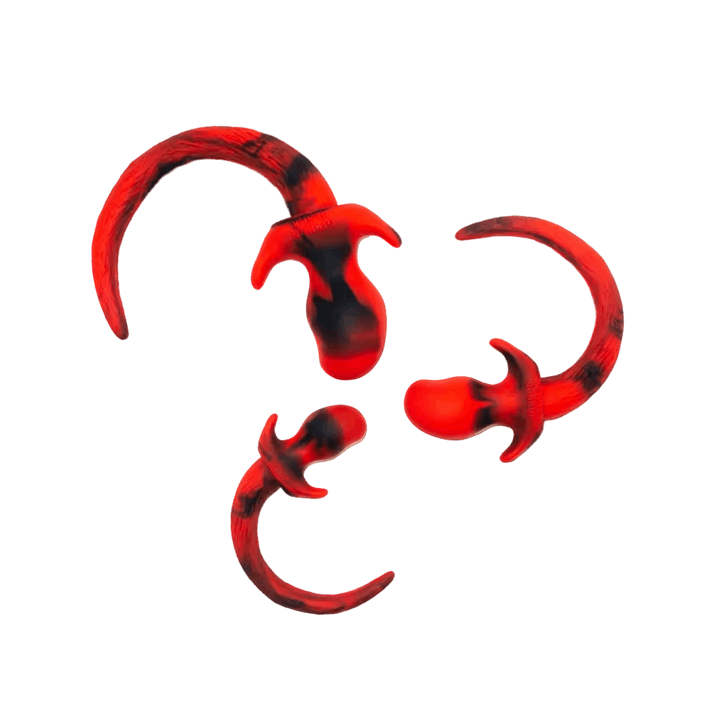 Marble Silicone Puppy Tail Plug Red