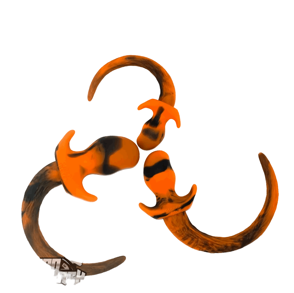 Marble Silicone Puppy Tail Plug Orange