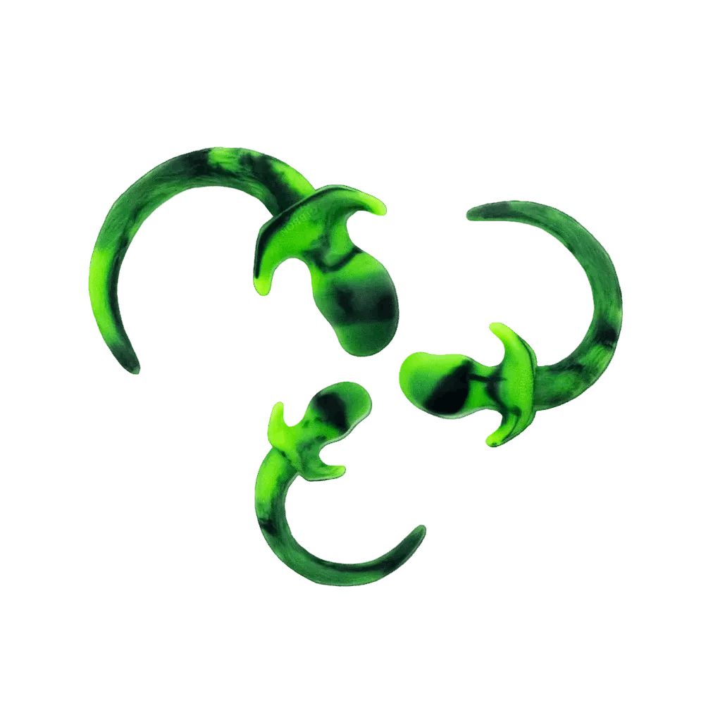 Marble Silicone Puppy Tail Plug Green