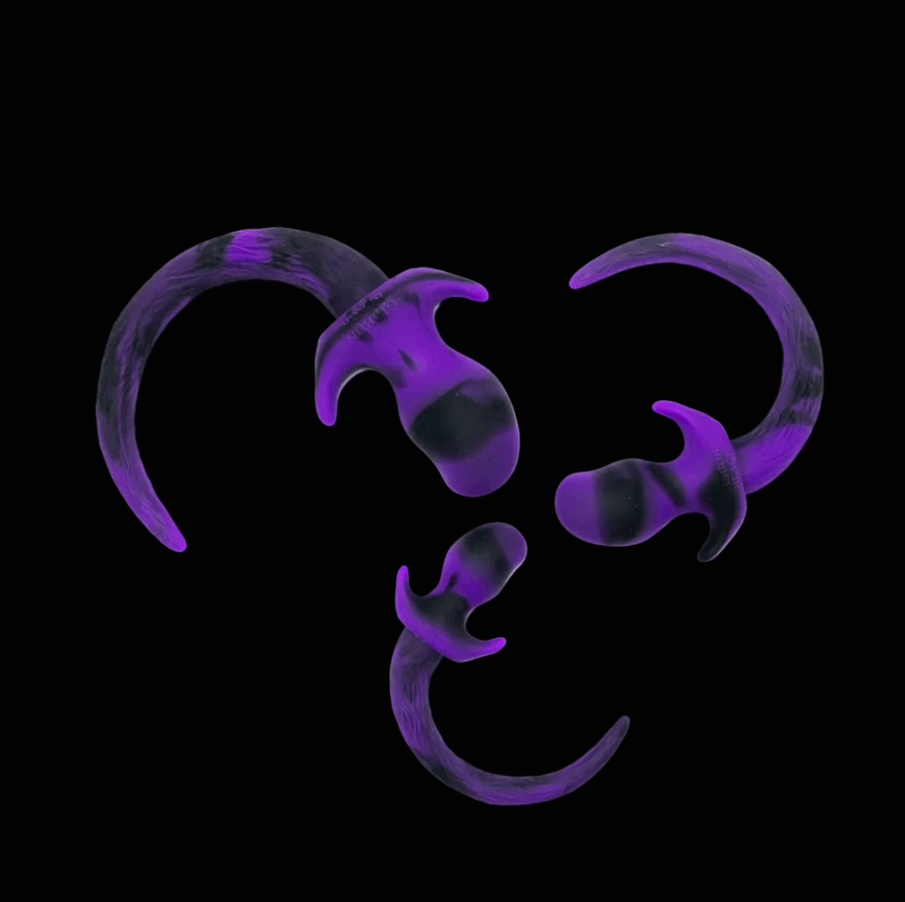 Marble Silicone Puppy Tail Plug Purple