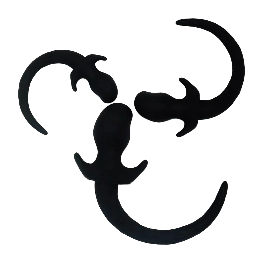 Marble Silicone Puppy Tail Plug  Black