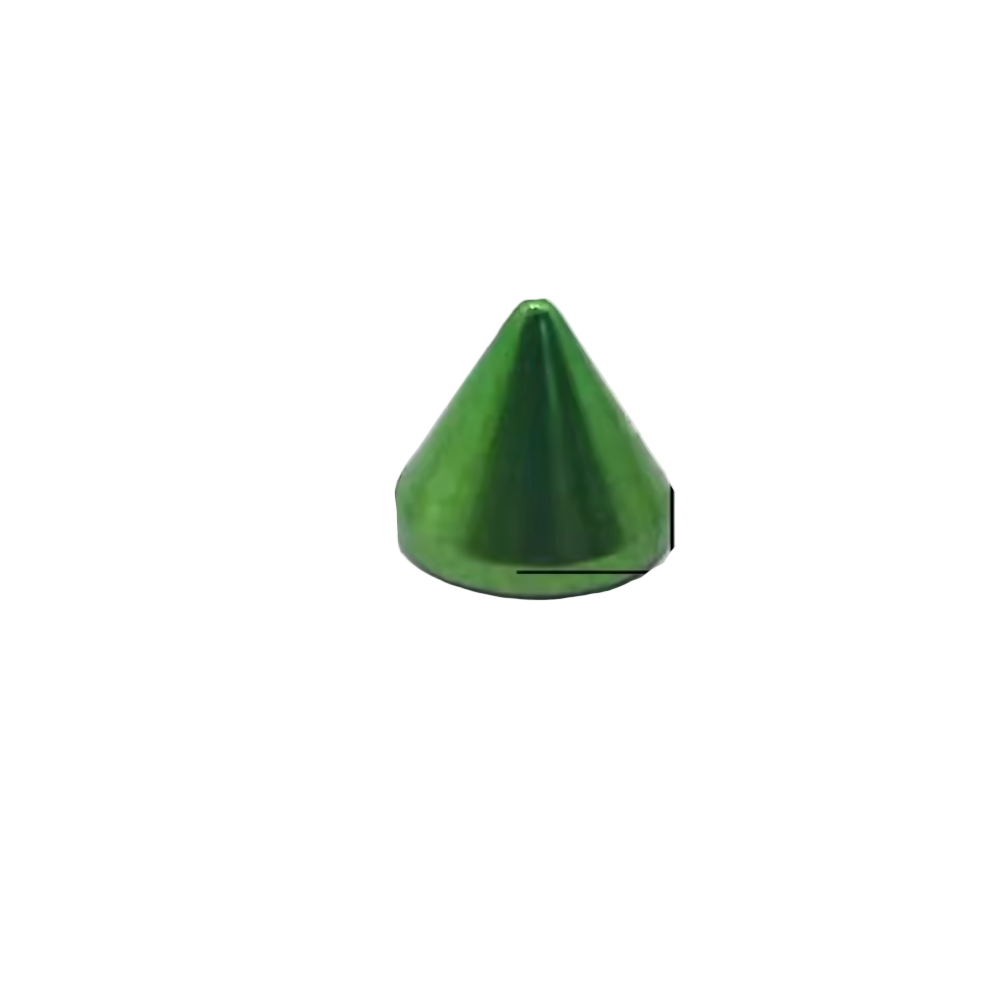 Metal Pup Hood Spikes 10 Pack Metalic Green 8x7.5mm