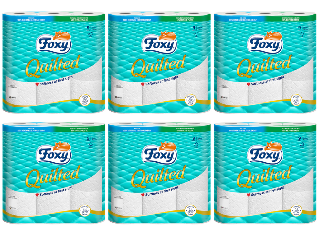 6 x Foxy Toilet Tissue Quilted - 9 PACK