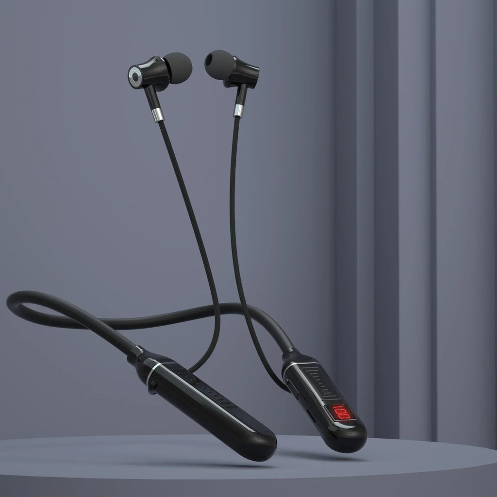 Wireless Earphones 5.3 Neckband Headphones Gaming LED Display Stereo Sports Headset Halter Waterproof Magnetic Earbuds