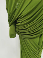 Women's Elegant Vintage Spliced Ribbon Turtleneck Long Sleeve Evening Maxi Dress
