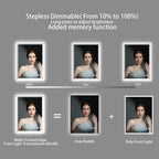 LED Light Bathroom Mirror Illuminated Wall Mounted Vanity Makeup Anti-Fog Rectangle 3 Colors Touch Light