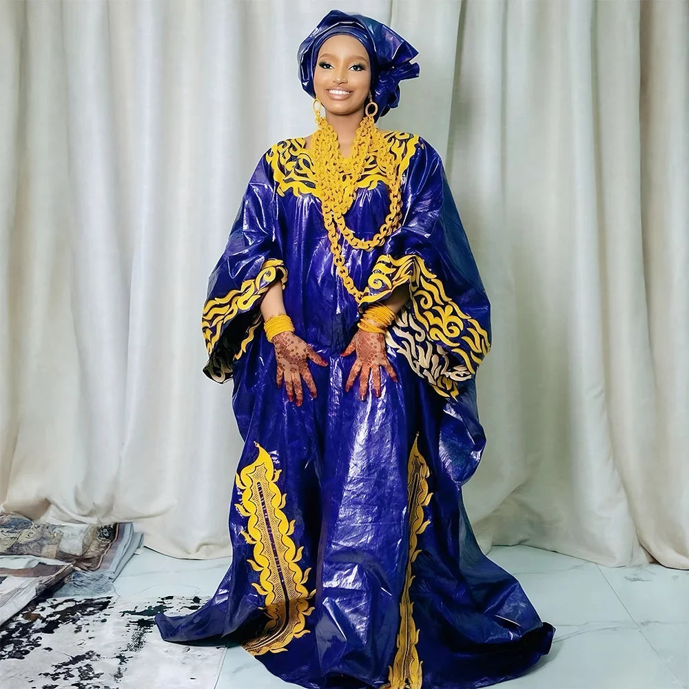 African Dresses for Women Dashiki Traditional Bazin Gown Ankara Embroidery Boubou Robe Nigeria Wedding Evening Party Dress