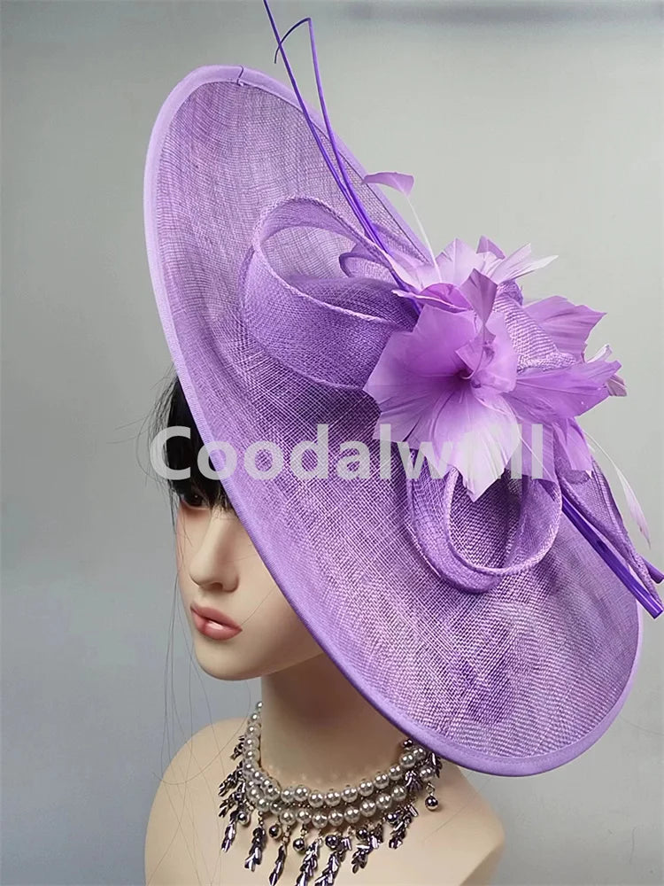 Royal Ascot Big Fascinator Hat Women Kentucky Derby Feather Large Hat