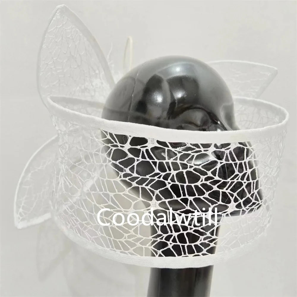 Veil White Wedding Fascinator Hat For Bride Women Mariage Headpiece Hair Clip Ladies Derby Party Tea Millinery Cap Femme Chapeau