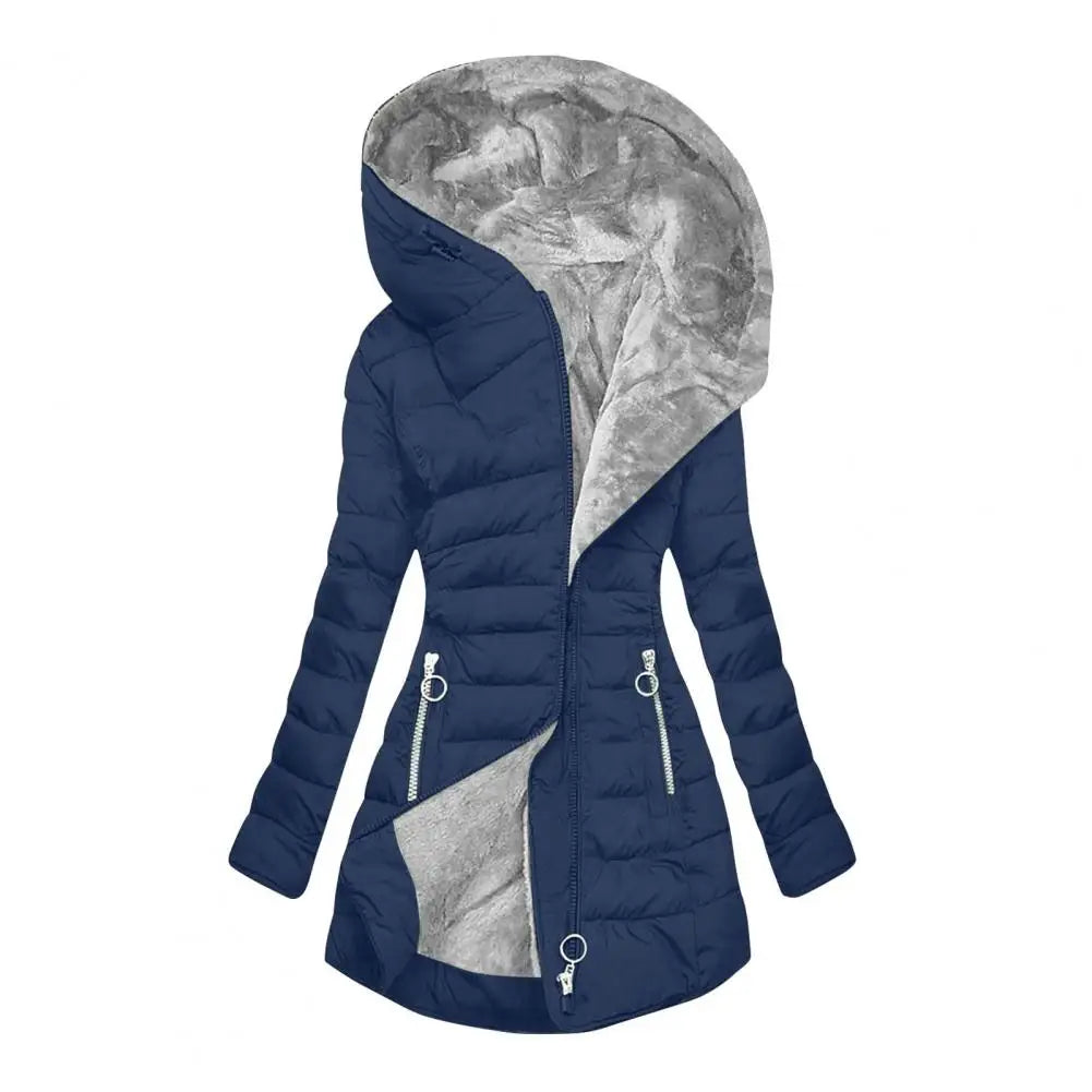 Women's Winter Plush Lining Hooded Warm Windproof Down Coat
