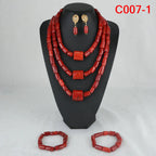 Latest Coral Jewelry Sets Nigerian Dubai Orange Necklace Sets of Beads African