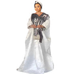 African Dress For Women's Plus Size Dress Bazin Riche Embroidery Floor Long Dress With Scarf