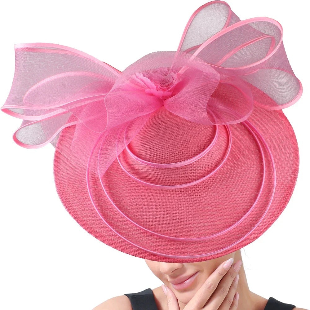 Elegant Wedding Big Size Fascinator Hat Women Flower Multimodal Hair Top Clips