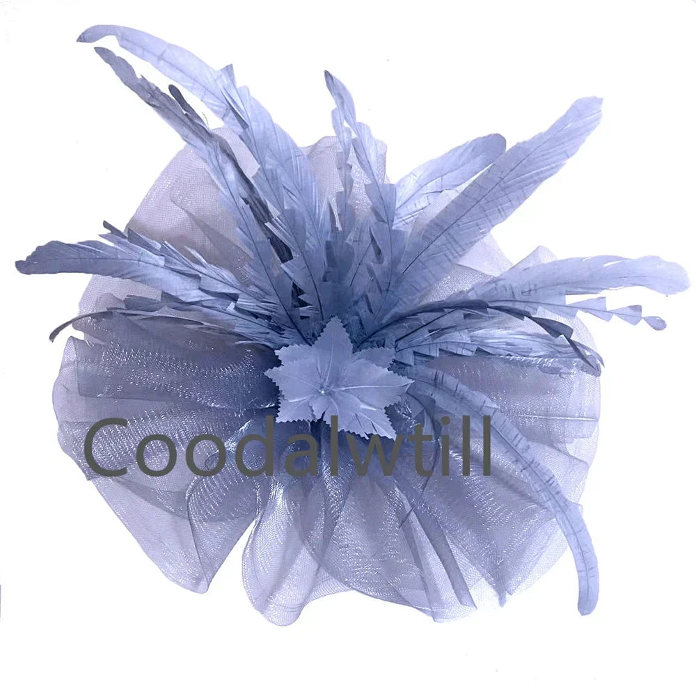 Kentucky Derby Big Fascinator Hat Women Wedding Elegant Feather Pillbox Cap