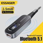 Essager 2-in-1 Bluetooth Audio Receiver Transmitter Wireless Bluetooth 5.1 3.5mm AUX Audio Adapter Stereo for Earphones TV Car
