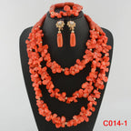 Latest Coral Jewelry Sets Nigerian Dubai Orange Necklace Sets of Beads African
