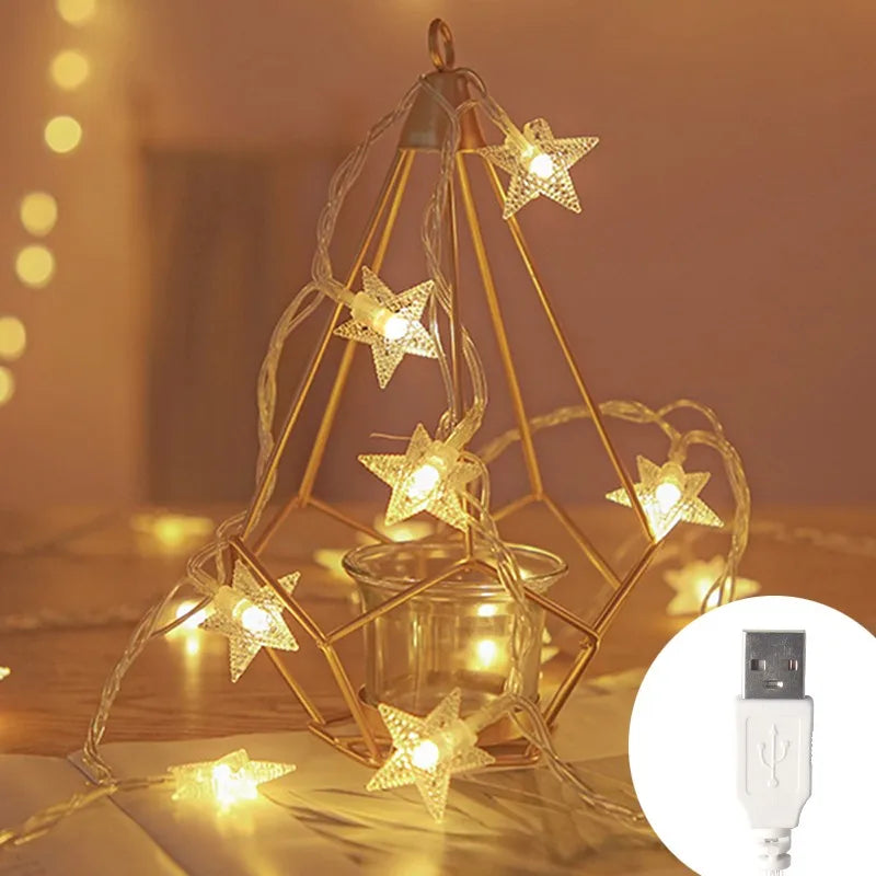 KIKIELF LED Star Fairy Lights Outdoor Garden Warm White