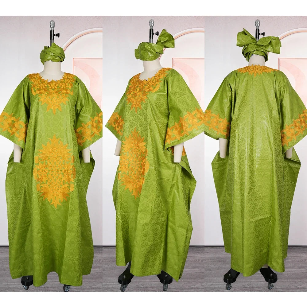 African dresses for women Kaftan Dress Embroidery Bazin Riche Wedding Party Plus Size