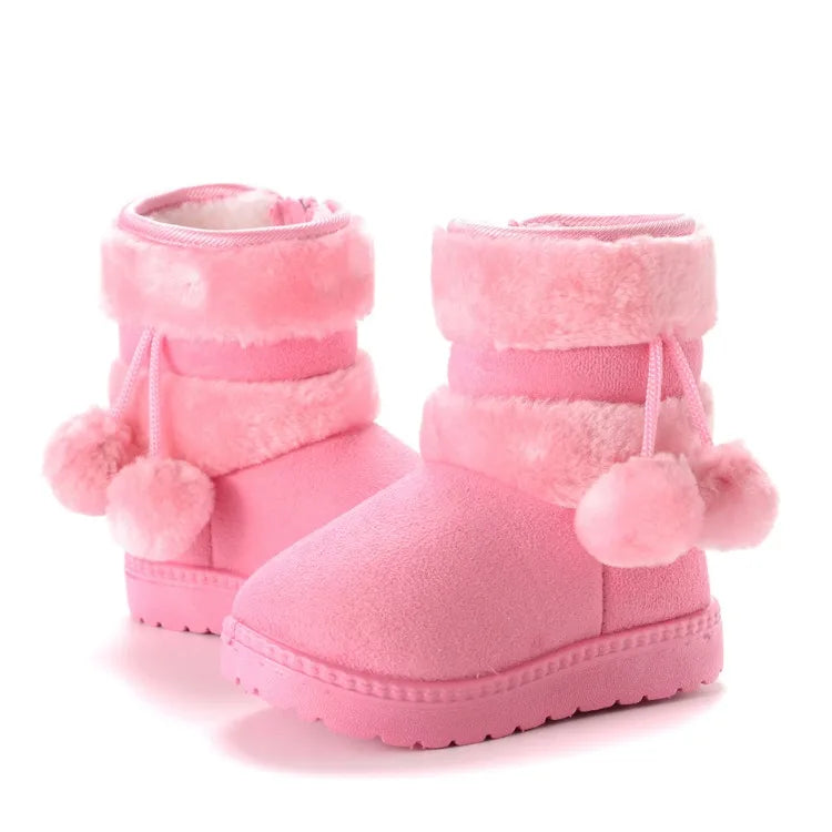 Babies Winter Snow Boots Comfortable Thick Warm Lobbing Ball Cute Boots